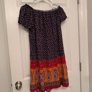 off the shoulder Boho knee length dress